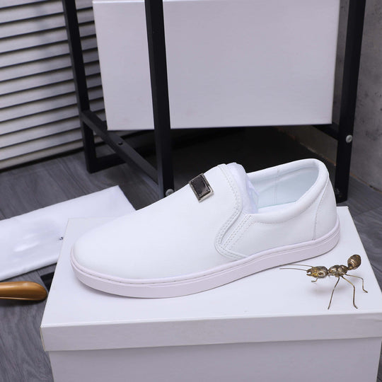 Damen Bequeme Slip-On Sneakers mit eleganter Lederriemen-Applikation EB