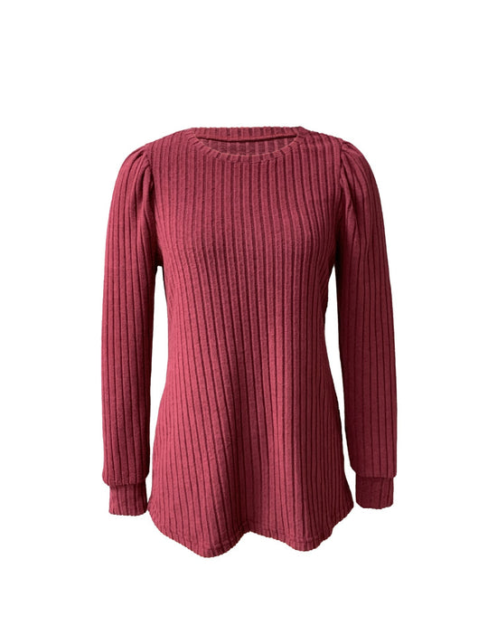 Damen stilvolles Pullover mit gerafften Ärmeln EB