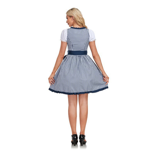 Damen Trachtenkleid mit modernem Karomuster und verspielten Rüschen EB