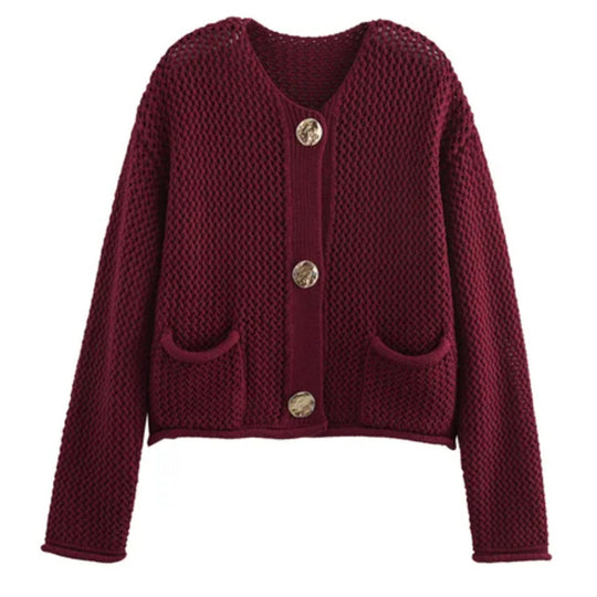 Damen Strickjacke mit dekorativen Knöpfen EB