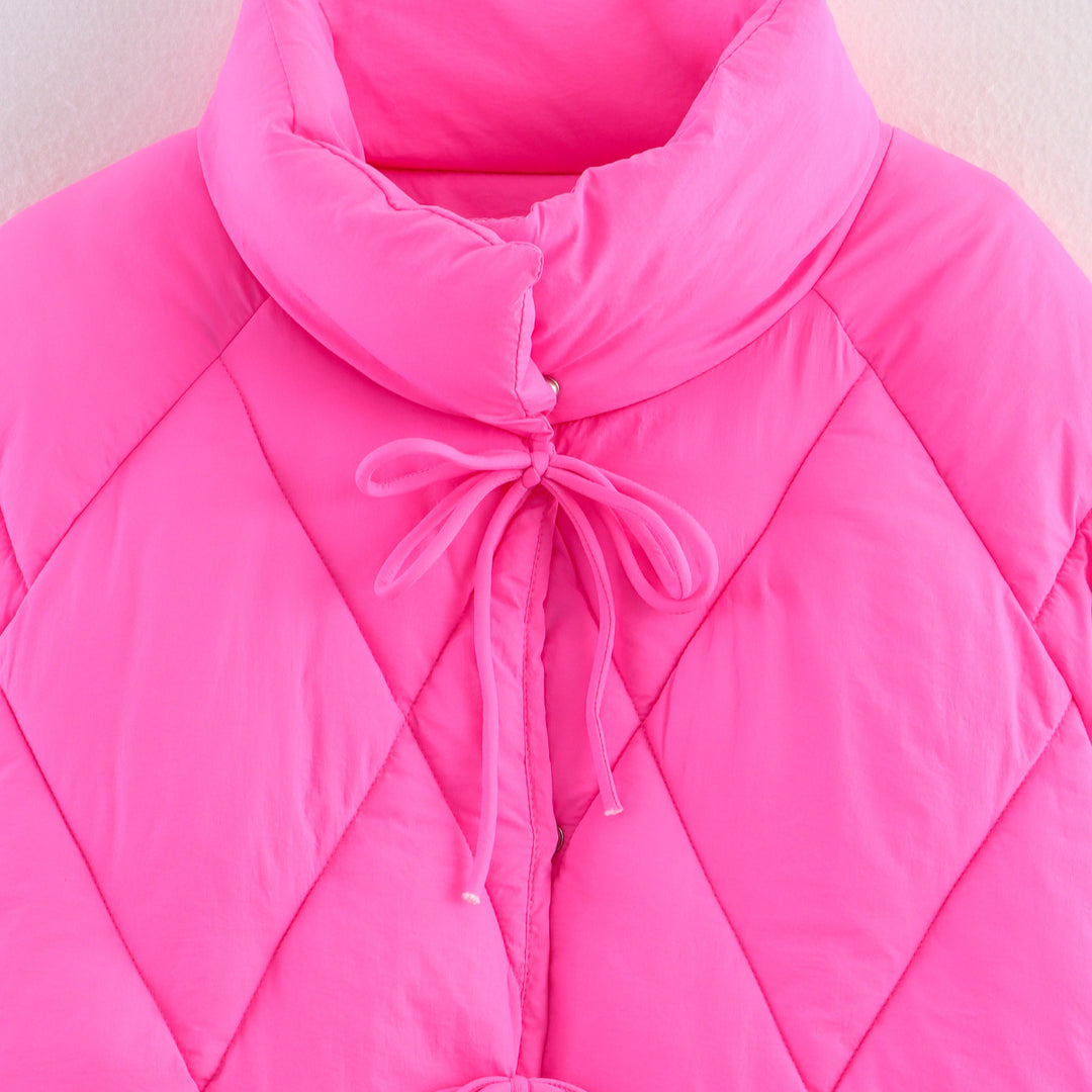 Damen gesteppte Übergangsjacke mit hochgeschlossenem Kragen und Kordelzug EB