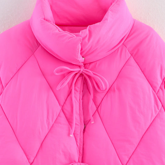 Damen gesteppte Übergangsjacke mit hochgeschlossenem Kragen und Kordelzug EB