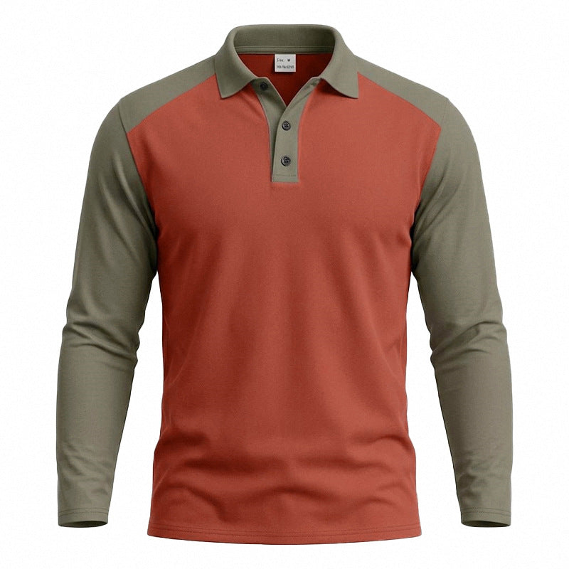 Herren nan langärmeliges Raglan-Polo aus Baumwollmix mit Knopfleiste und ergonomischem Schnitt EB