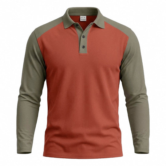 Herren nan langärmeliges Raglan-Polo aus Baumwollmix mit Knopfleiste und ergonomischem Schnitt EB