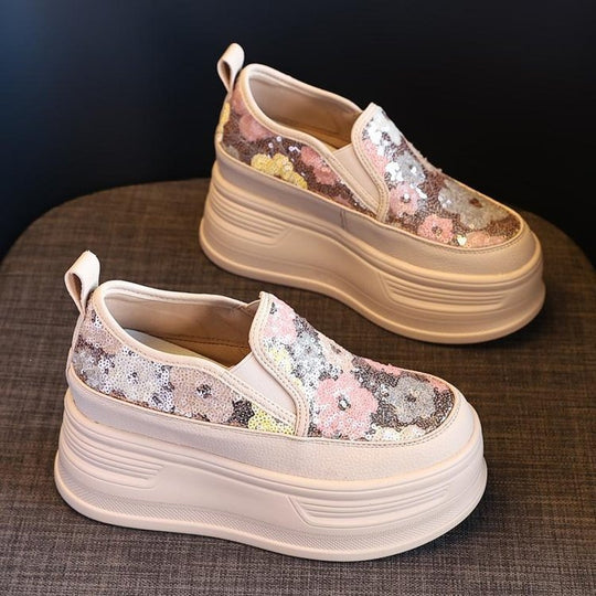 Damen Plateausneakers mit funkelnden Pailletten und elastischem Einschlupf EB