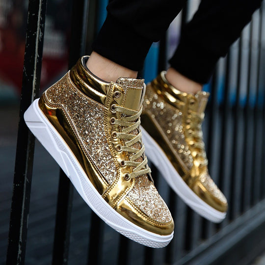 Damen Hochglänzende Sneaker mit glitzerndem Obermaterial und rutschfester Sohle EB