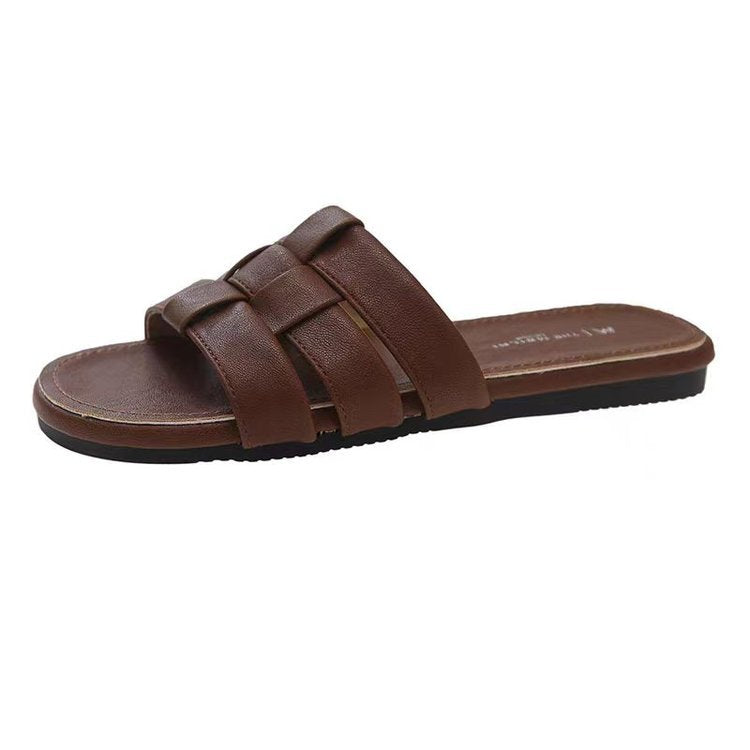 Damen bequeme Pantoletten mit glänzenden Riemen EB