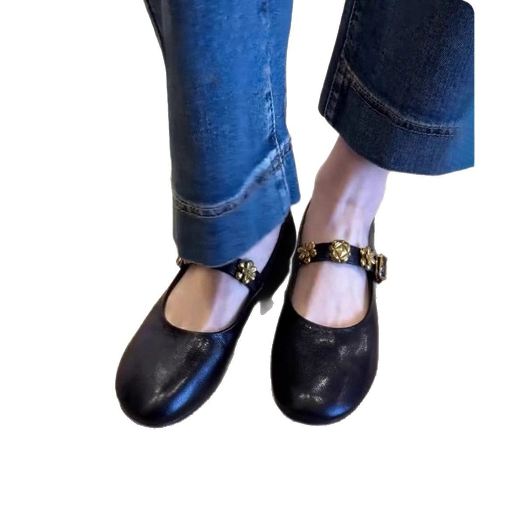 Damen elegante Ballerinas mit modischem Blüten-Akzent EB