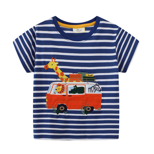 Jungen T-Shirt mit tierischem Motiv und verspieltem Fahrzeugdesign EB