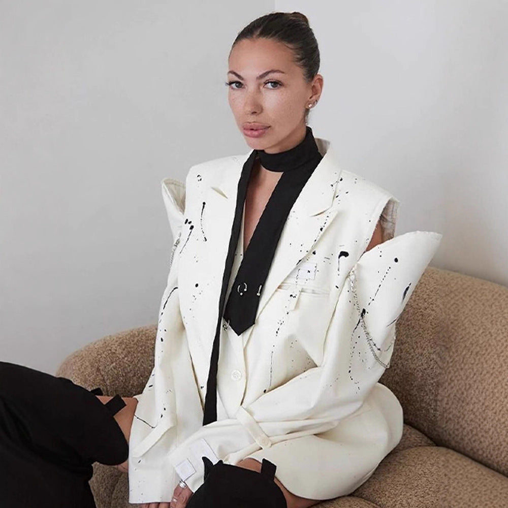 Damen Übergrößen Blazer mit kreativen Designelementen EB