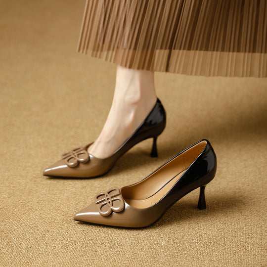 Damen Elegante spitze Pumps mit glamourösem Schleifenakzent EB