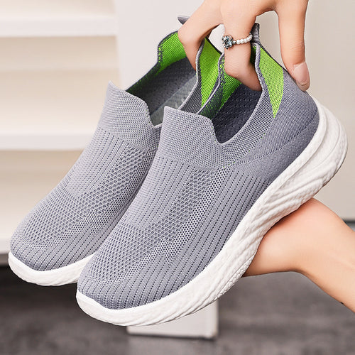 Damen Leichte Slip-On Laufschuhe mit atmungsaktivem Mesh-Obermaterial EB