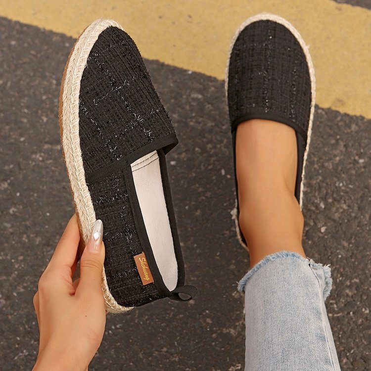 Damen  atmungsaktive Strick-Espadrilles mit geflochtener Jute-Sohle und flexiblem Memory-Fußbett EB