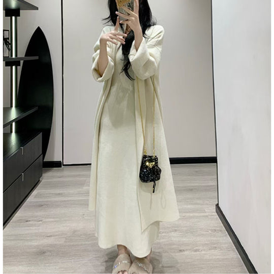 Damen Eleganter Strickmantel mit weitem Schnitt und praktischen Taschen EB