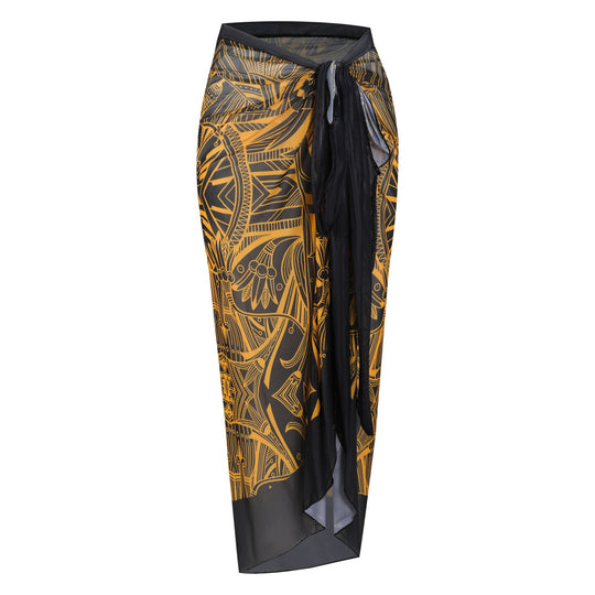 Damen Strandumhang mit buntem Muster und eleganten Schnürdetails EB