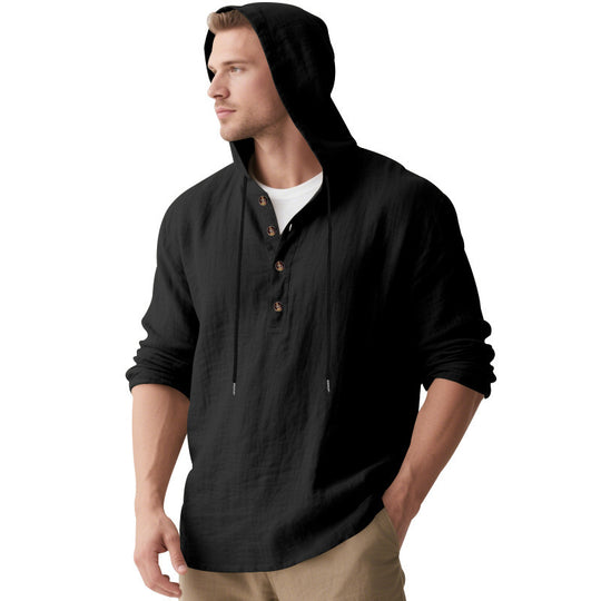 Herren Kapuzenshirt mit Knopfleiste und lässigem Schnitt EB