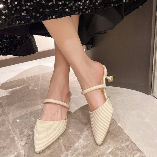 Damen elegante Slingback-Pumps mit modernem Kitten-Absatz EB