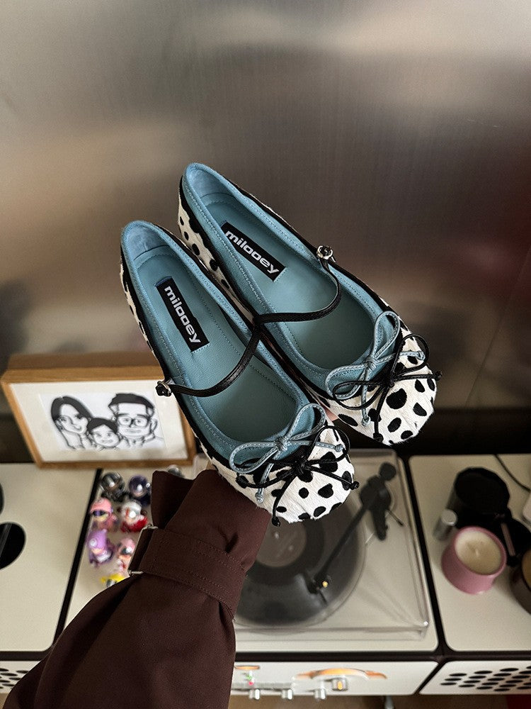 Damen Ballerinas mit modischem Punktmuster und komfortablem Fußbett EB