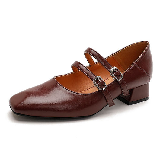 Damen elegante Mary Jane Schuhe mit modischem Absatz EB