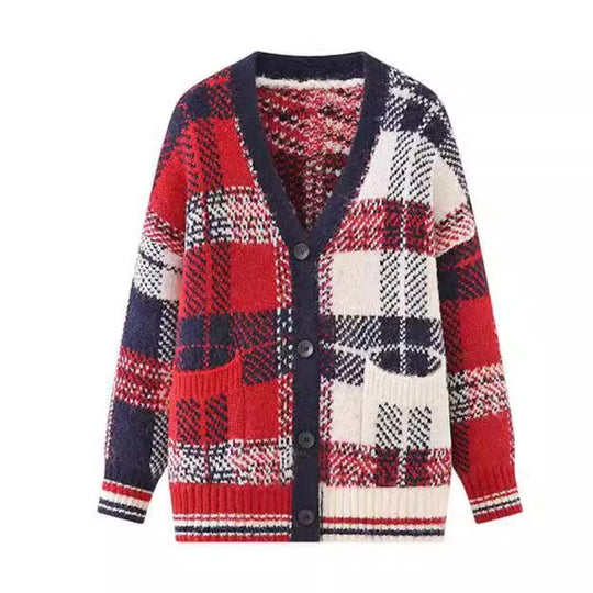 Damen gestreifter Strickcardigan EB