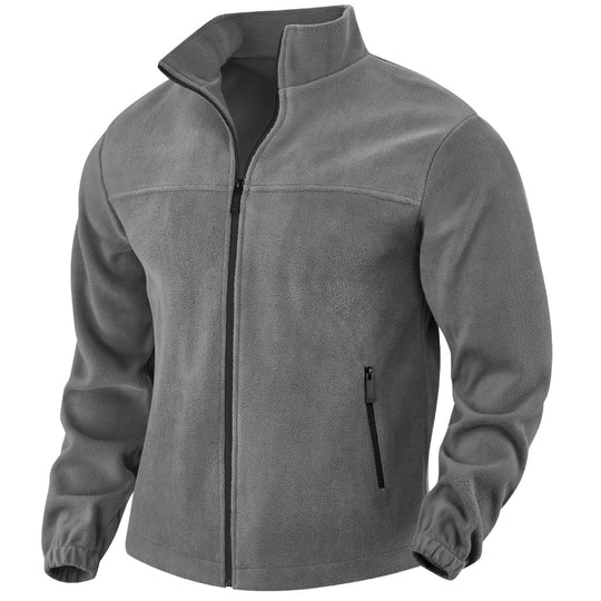 Herren nan warme Fleecejacke mit Reißverschluss, Stehkragen und Reißverschlusstaschen EB