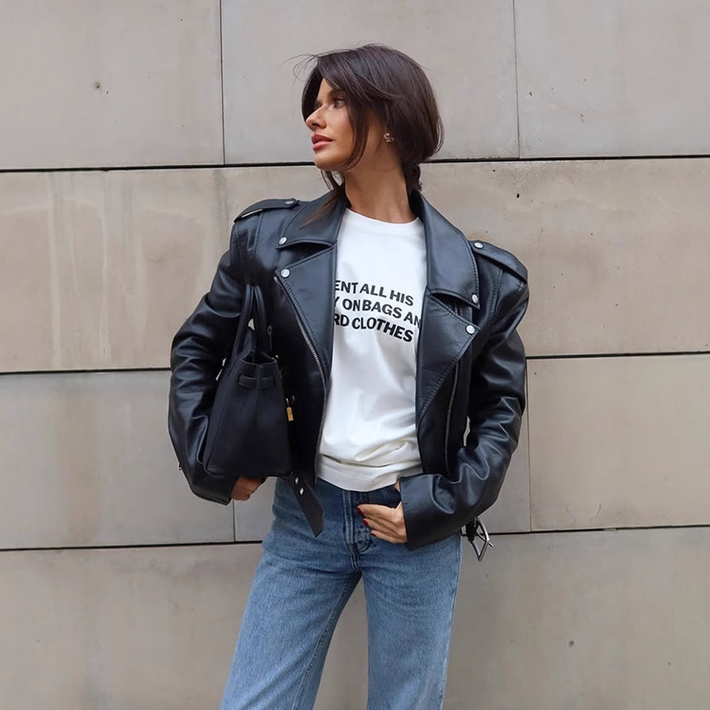 Damen Kunstlederjacke im Biker-Stil mit optimierter Passform EB