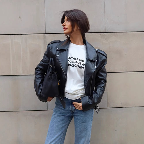 Damen Kunstlederjacke im Biker-Stil mit optimierter Passform EB