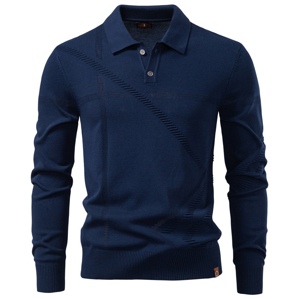 Herren Langarm Poloshirt mit modernem Strukturdesign EB