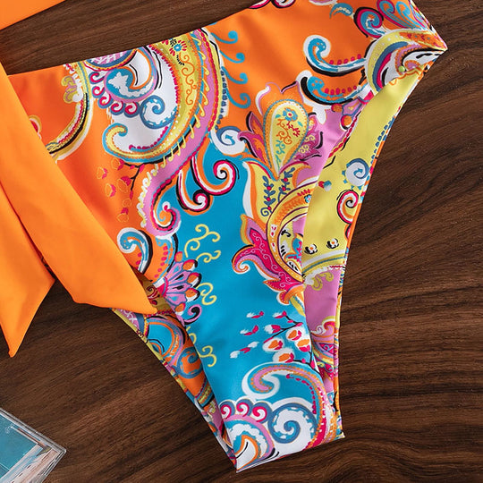 Damen Triangel-Bikini mit asymmetrischem Oberteil und elegantem Wickelband EB
