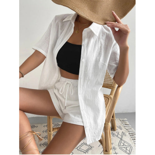 Damen Chice Loungewear-Kombination bestehend aus leichtem, atmungsaktivem Hemd und Shorts EB