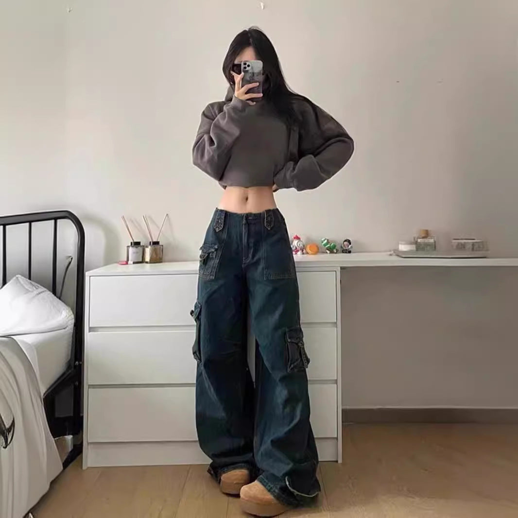 Damen Cargo-Jeans im lässigen Oversized-Stil mit praktischen Seitentaschen EB