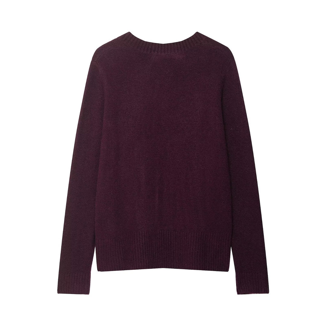 Damen V-Ausschnitt Strickpullover EB