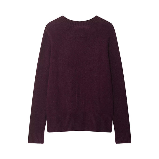 Damen V-Ausschnitt Strickpullover EB