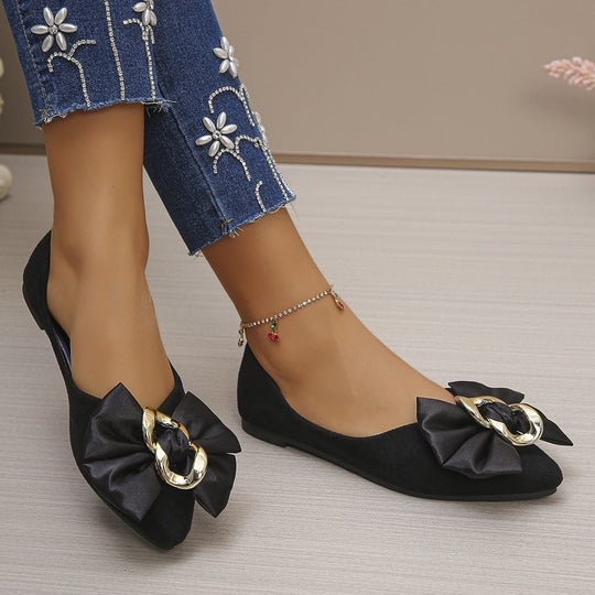Damen Ballerinas mit eleganter Schleifen-Applikation und Schmuckdetails EB