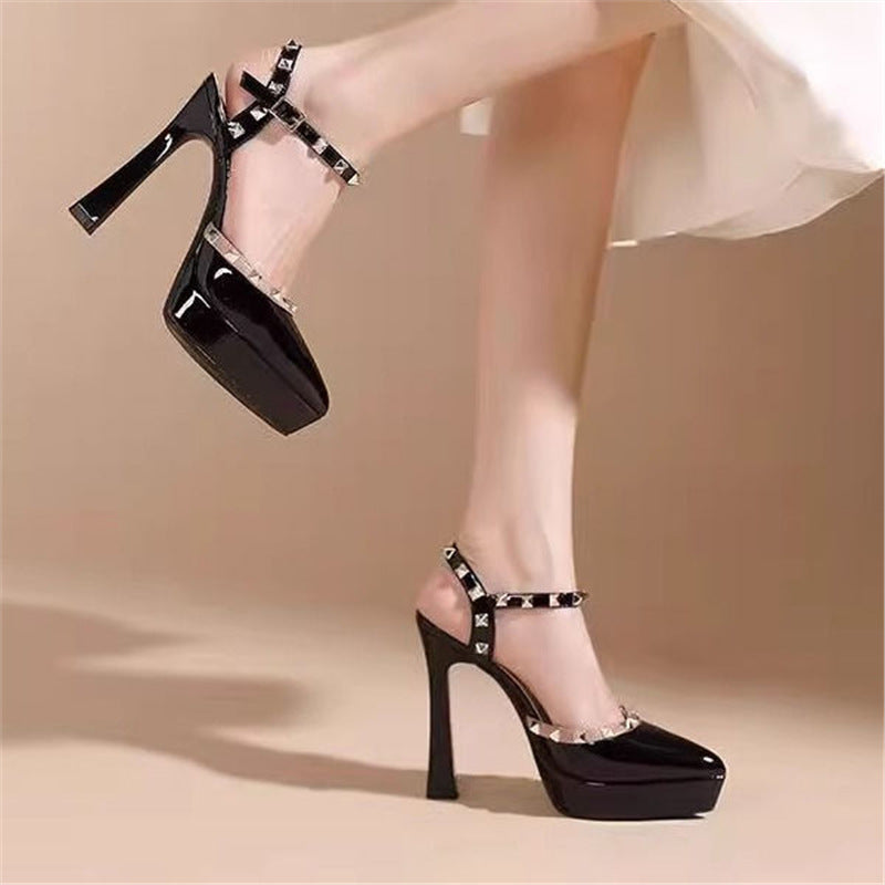 Damen elegante Plateau-Pumps mit Schmuckdetails EB