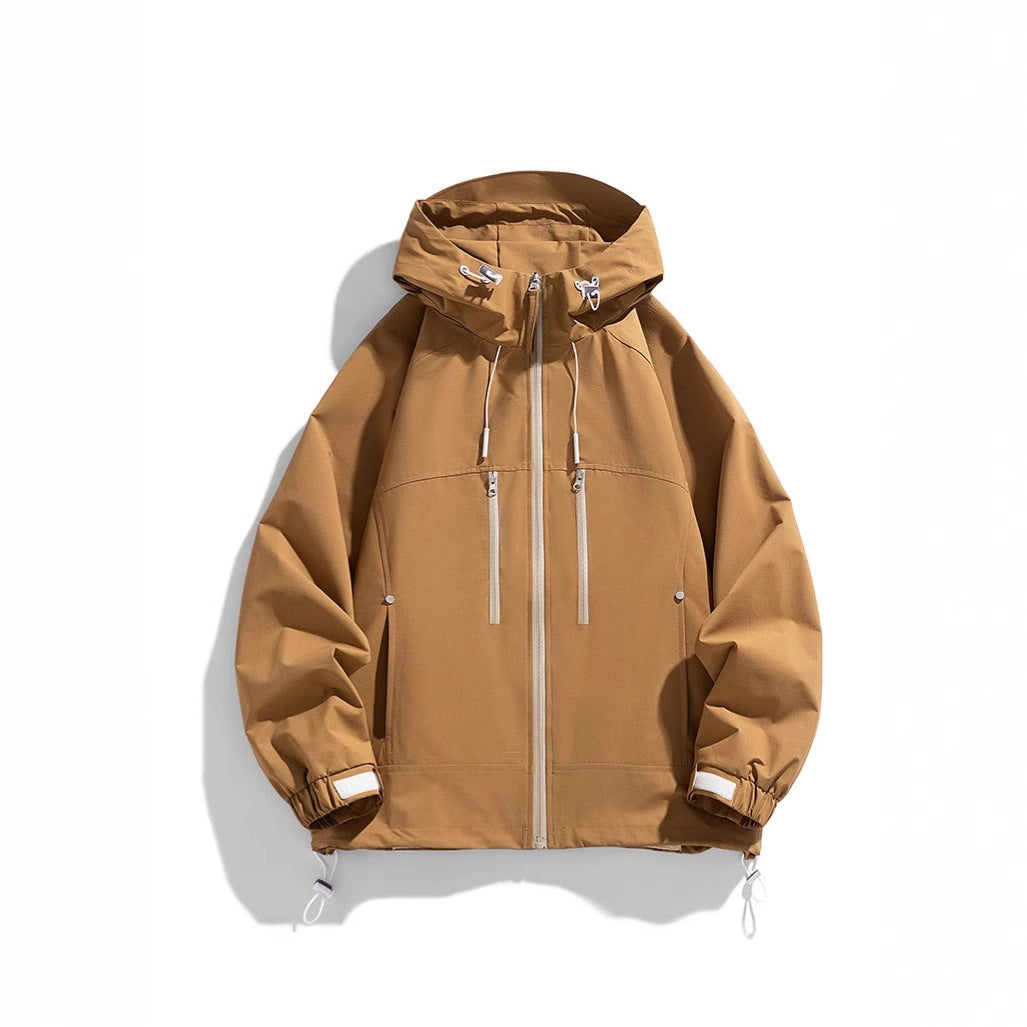 Unisex leichte winddichte Softshell-Kapuzenjacke mit verschweißten Nähten, verlängerter Rückenpartie und verstellbarem Saum EB