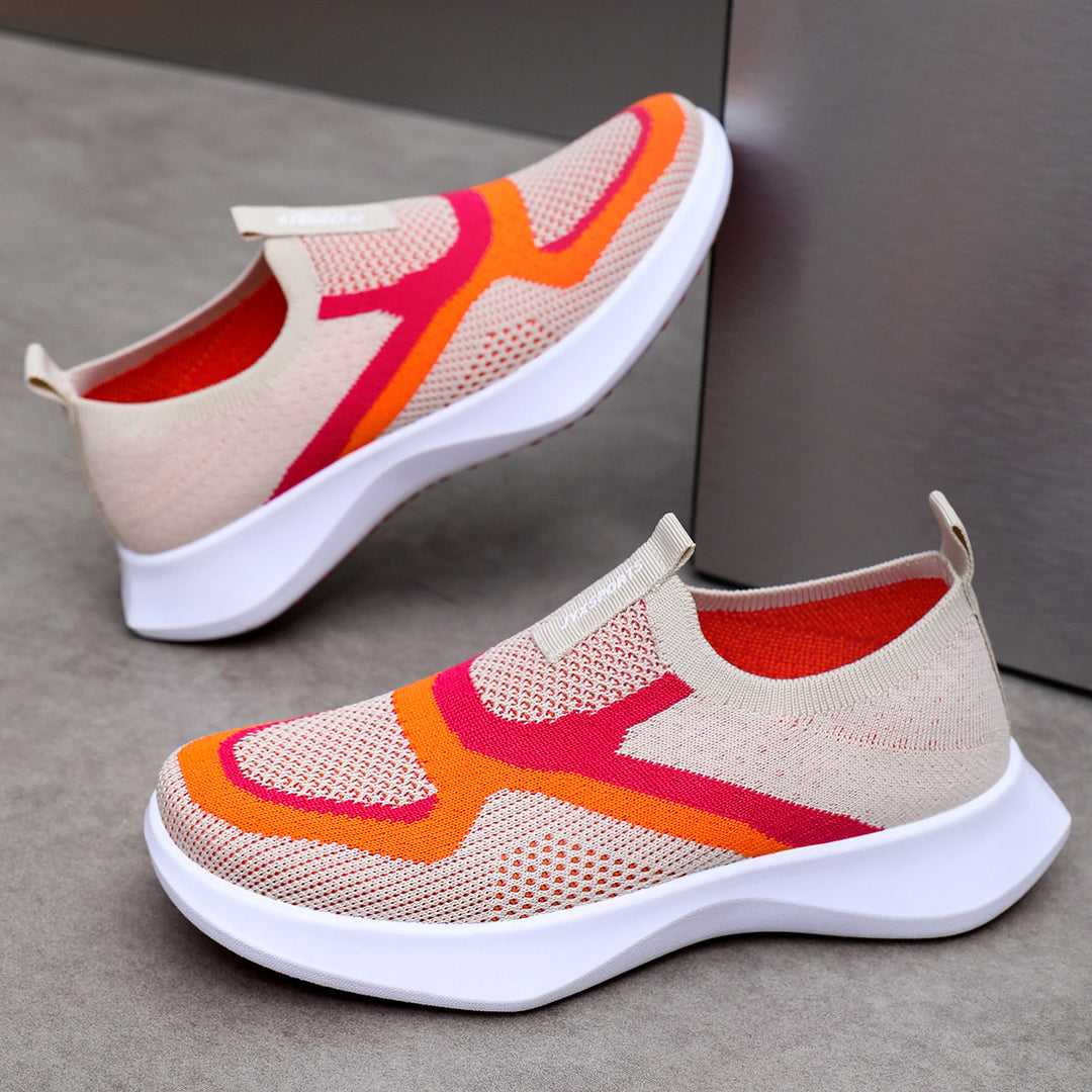 Damen Bequeme Slip-On Sneakers mit innovativem Strickdesign EB