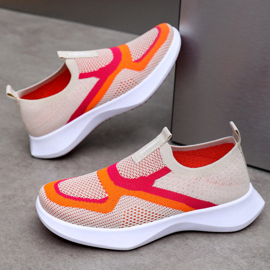 Damen Bequeme Slip-On Sneakers mit innovativem Strickdesign EB