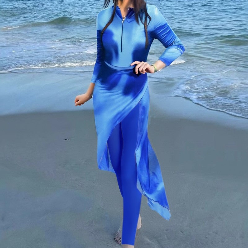 Damen Sportliches Strandkleid mit langen Ärmeln EB