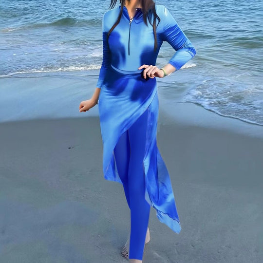 Damen Sportliches Strandkleid mit langen Ärmeln EB