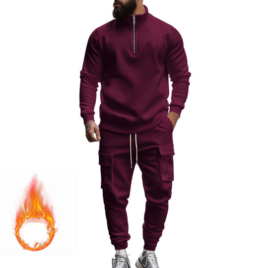 Herren sportlicher Sweatanzug mit höherem Kragen und praktischen Taschen EB
