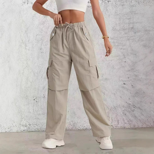 Damen Cargo-Hose mit seitlichen Taschen und elastischem Bund EB