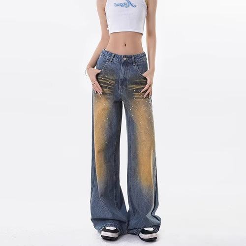 Damen Weite Denim-Jeans mit modischen Akzenten EB