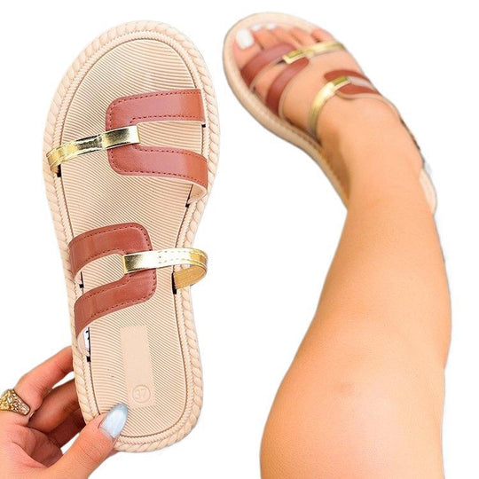Damen Elegante und luftige Riemensandalen mit dekorativen Metallelementen EB