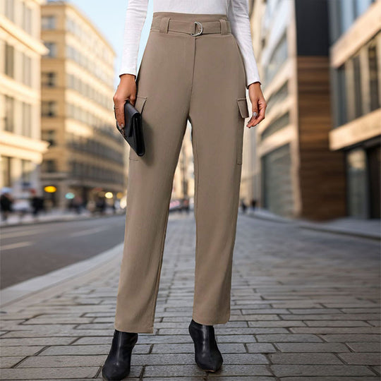 Damen Cargo-Hosen mit hohem Bund und praktischen Seitentaschen EB