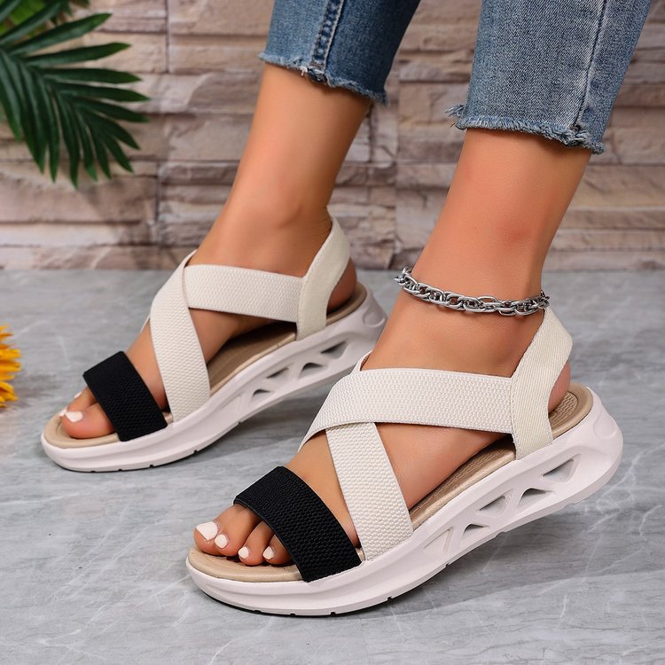 Damen Sportliche Sandalen mit elastischen Riemen und rutschfester Sohle EB