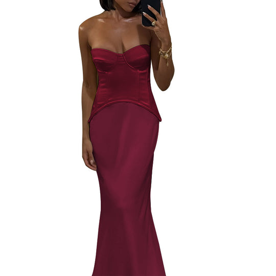 Damen Elegantes Bodenkleid mit strategisch platzierten Schnürdetails EB