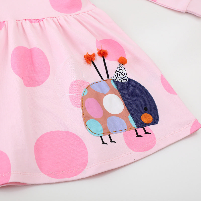 Mädchen Langarmkleid mit lustigem Käfermotiv EB