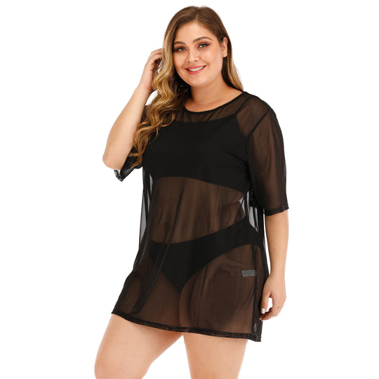 Damen transparenter Strandüberwurf mit weitem Schnitt EB