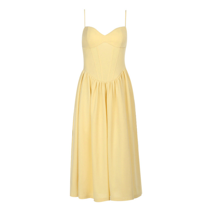 Damen elegantes Maxikleid mit taillierter Silhouette und feinen Trägern EB